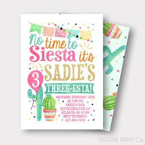 Fiesta Birthday Invitation Spanish Birthday Invitation Taco Birthday Invitation Fiesta and Fun First Birthday Cactus Invitation image 4