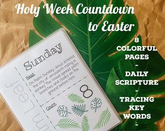 Holy Week Easter Countdown Activity, Scripture Tracing (Digital Download)