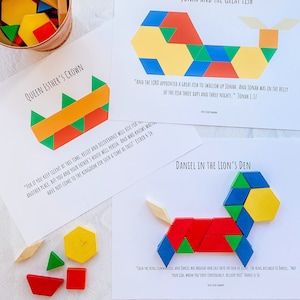 Set 1 Pattern Block Mats, Pattern Tiles Activity, Tangrams, Shapes and Geometry, Printable Bible Activities, Morning Basket, Homeschool