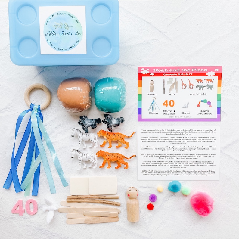 Noah and the Flood Playdoh Kit Bible Play Bible Craft Etsy