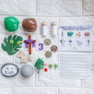 Easter Story Play-doh Kit, Easter Sensory Kit, Easter Craft, Easter Basket Gift, Easter Play-doh, Resurrection Eggs , Preschool Activity