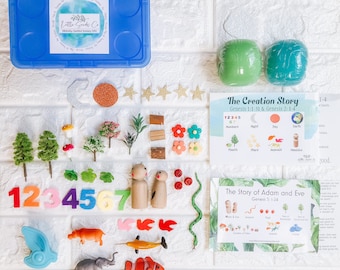 The Creation Story Playdough Kit, Adam and Eve Bible Story, Bible Peg Doll, Christian Sensory Kits, Bible Toy, Christian Toy