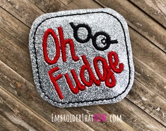 INSTANT DOWNLOAD Oh Fudge Borduurontwerp Bestand Clip Cover Bow Center