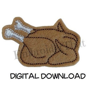INSTANT DOWNLOAD Cooked Turkey Feltie Embroidery Design, turkey feltie, turkey, thanksgiving, machine embroidery felt applique