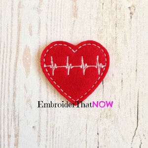 INSTANT DOWNLOAD EKG Heartbeat Embroidery Design File