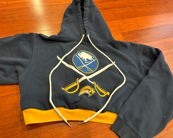 Upcycled Buffalo Sabres Cropped Hoodie (Small)