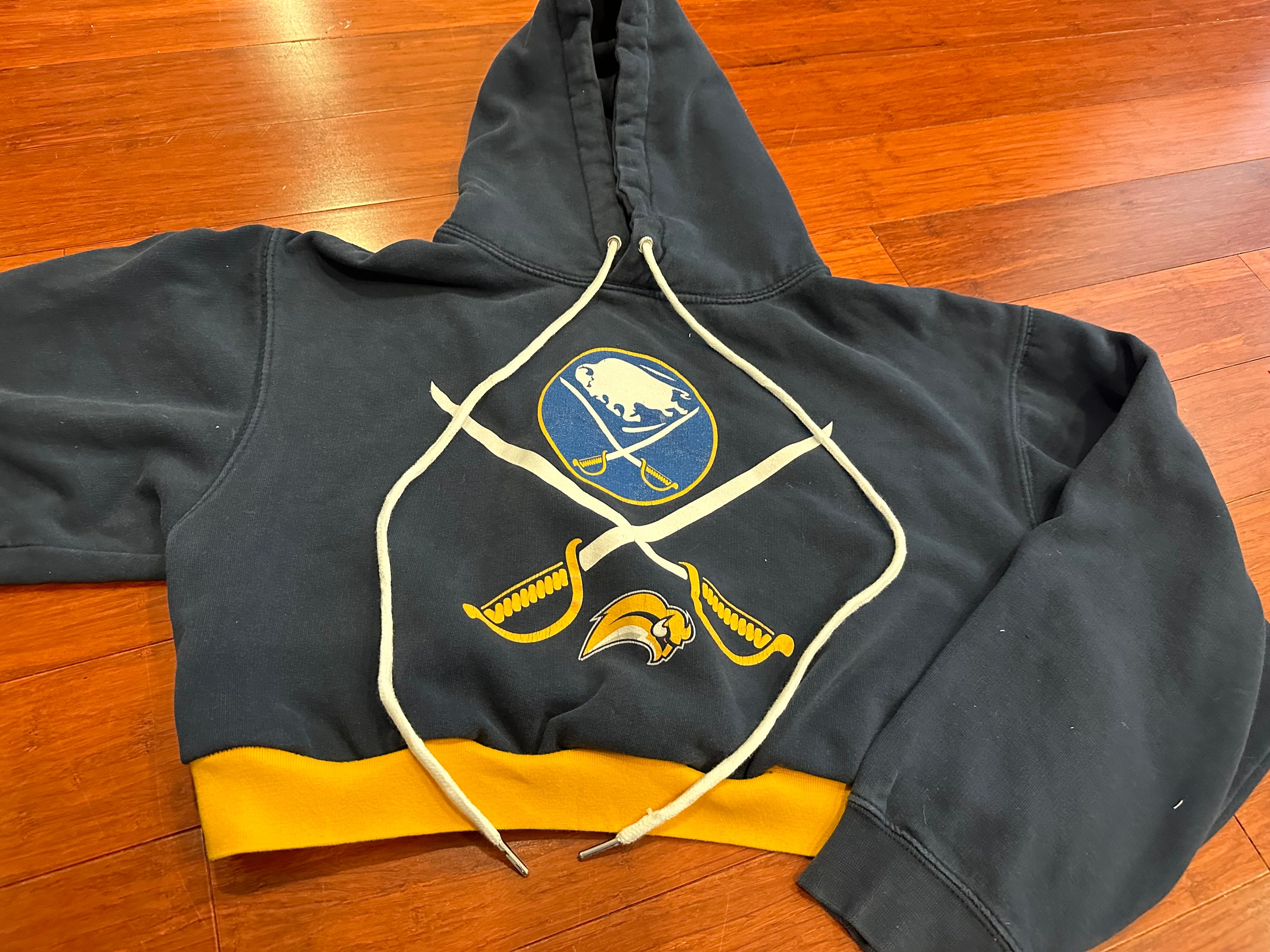 Upcycled Buffalo Sabres Cropped Hoodie small Etsy