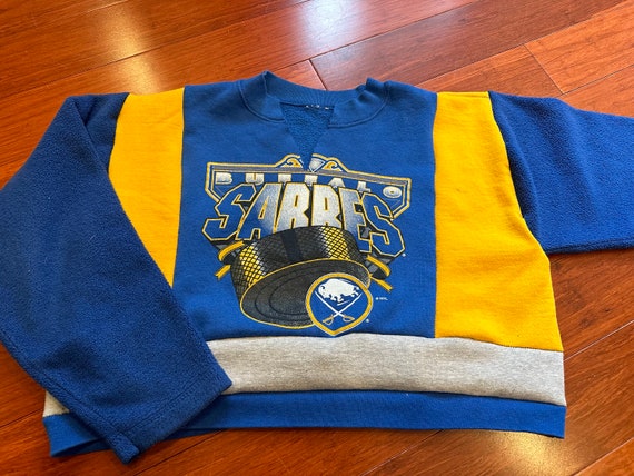 Upcycled Buffalo Sabres Cropped Patchwork Crewnec… - image 1