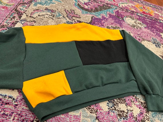 Upcycled Green Bay Packers Patchwork Cropped Crew… - image 3