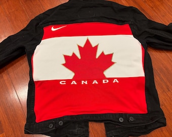 Team Canada Upcycled Jean Jacket (Medium)