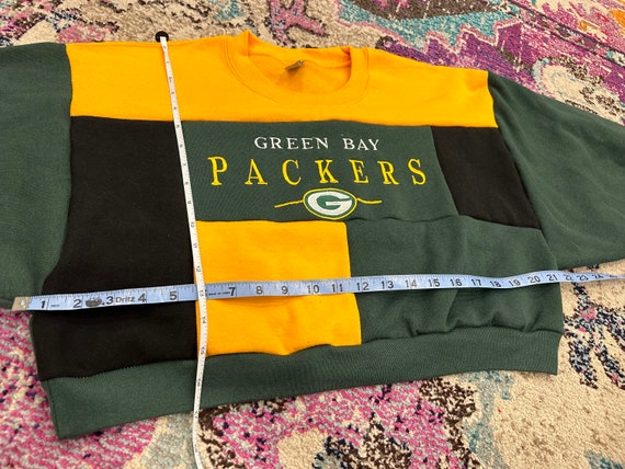 Upcycled Green Bay Packers Patchwork Cropped Crew… - image 2