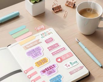 Planner Sticker Pack | Journaling Stickers, Goal Setting (21 Stickers)