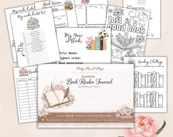 Book Reader journal bundle | 20 printable pages | digital download