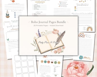 Boho Journal Pages Bundle | 20 Printable Planner Pages | Digital Download
