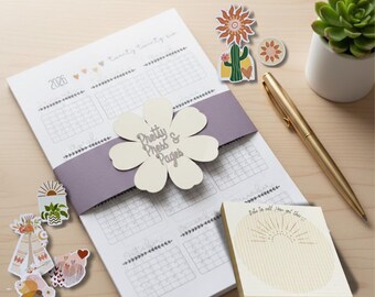 Boho Stationery Bundle | Notepad, Planning Pad, Stickers | Pretty Press & Pages Desk Set