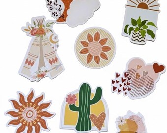 Boho Sticker Pack | Journal, Planner, Notebook Decor (Matte, Clear, Holographic)