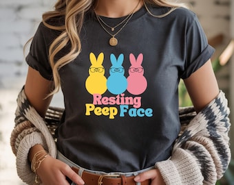 Resting Peep Face Easter T-Shirt | Funny Sassy Spring Tee