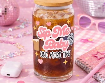 Disco Coffee Glass Cup | 20oz Iced Coffee Tumbler with Bamboo Lid