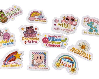 Sparkling Holographic Unhinged Adult Sticker Pack | 11 designs