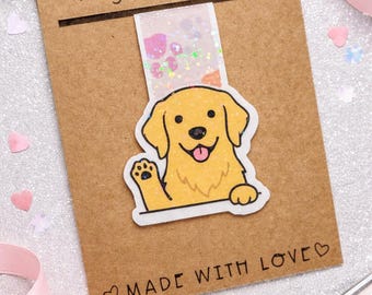 Magnetic Dog Bookmark | Golden Retriever Puppy Page Marker, Reader Accessory