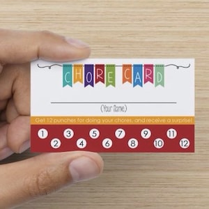 Children's Responsibility Punch Cards // Set of 15 // Chores Cards