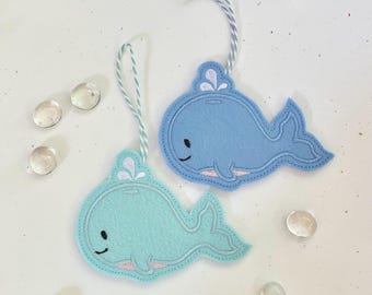 Whale Ornament, Whale Decorations, Felt Whale, Whale Feltie, Nursery Decor