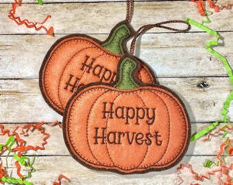 Felt Pumpkin Ornament: Happy Harvest Thanksgiving Decoration