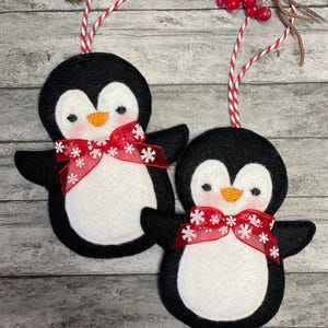 Penquin Ornament, Felt Penguin Ornament,  Christmas Decoration,  Embroidered Christmas Ornament, Penguin Decoration