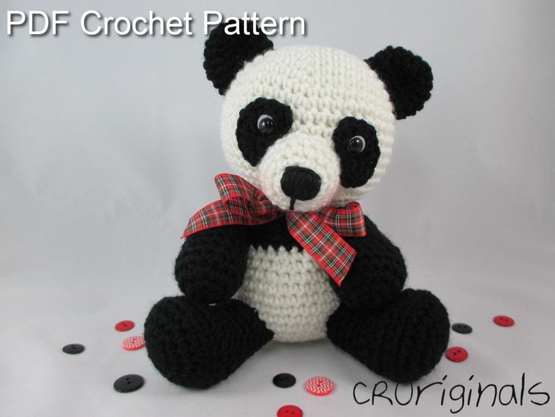 Panda Bear Crochet Pattern, Amigurumi Pattern, Crochet Stuffed Panda Bear Pattern, Teddy Bear Amigurumi, Stuffed Animal Bear Pattern image 1