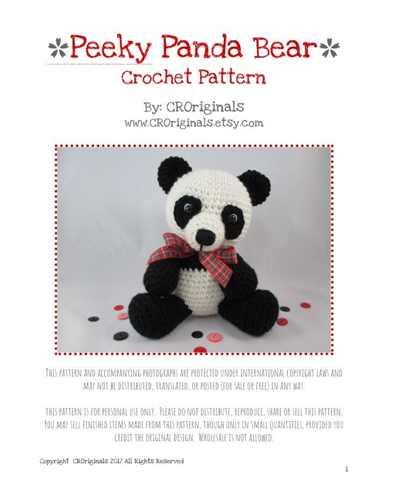 Panda Bear Crochet Pattern, Amigurumi Pattern, Crochet Stuffed Panda Bear Pattern, Teddy Bear Amigurumi, Stuffed Animal Bear Pattern image 2