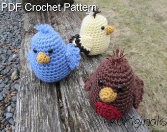 Woodland Birds Crochet Pattern, Amigurumi Pattern, Crochet Stuffed Bird, Crochet Bird Pattern, Birds Stuffed Animal Pattern