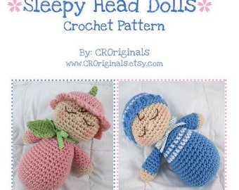 Baby Doll Crochet Pattern, Crochet Stuffed Baby Doll, Stuffed Doll Pattern, Sleepy Head Doll, Amigurumi Doll, Baby Doll Crochet Pattern