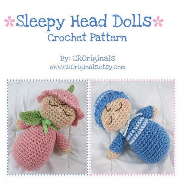 Baby Doll Crochet Pattern, Crochet Stuffed Baby Doll, Stuffed Doll Pattern, Sleepy Head Doll, Amigurumi Doll, Baby Doll Crochet Pattern