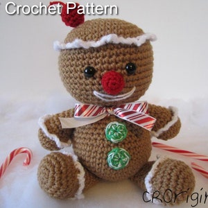 Crochet Gingerbread Doll, Gingerbread Man Crochet, Amigurumi Pattern, Crochet Stuffed Gingerbread Man, Crochet Gingerbread Man Amigurumi