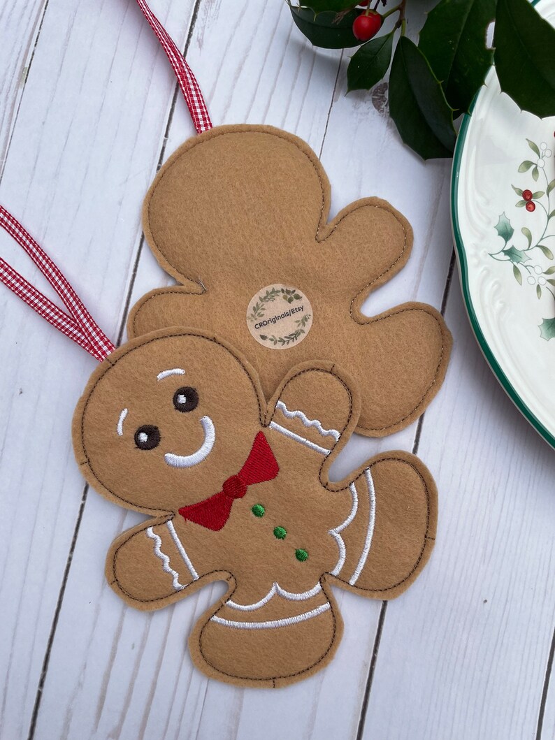 Gingerbread Man Ornament Felt Gingerbread Man Christmas - Etsy