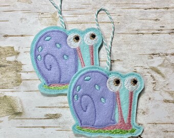 Embroidered Felt Snail Ornament, Garden Decoration, Snail Decoration