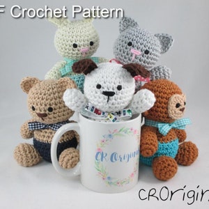 Stuffed Animal Rattle,  Stuffed Animal Pattern, Crochet Stuffed Monkey, Teddy Bear Stuffed Animal Pattern