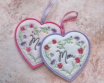 Mother’s Day Gift, Felt Mother’s Day Gift, Embroidered Heart for Mom on Mother’s Day