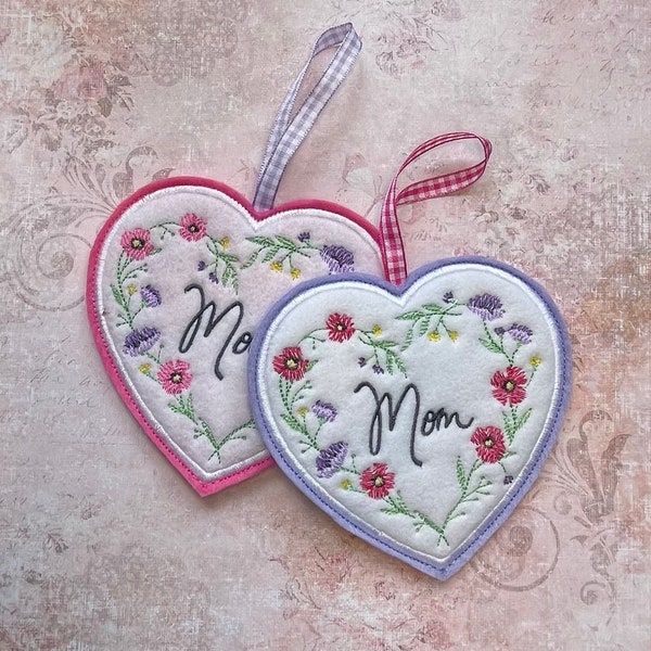 Mother’s Day Gift, Felt Mother’s Day Gift, Embroidered Heart for Mom on Mother’s Day