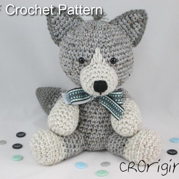 Motif de loup, motif Amigurumi, loup en peluche au Crochet, motif de loup au Crochet, motif Animal en peluche de loup