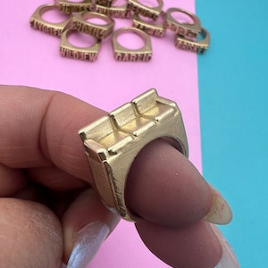COUCH ring - Handmade solid metal ring in jewelers brass or sterling silver - custom sizes (full, .25, .5, .75)