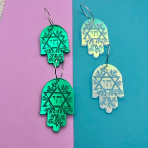 Hamsa chai star artemisia earrings