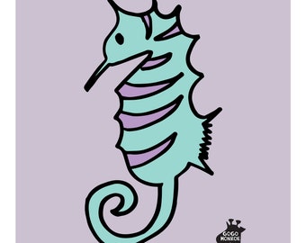 Shy Seahorse Art Print, Wall Decor
