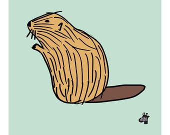 Busy Beaver Art Print, Wall Decor