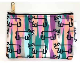 Rhinoceros Pencil Case, Makeup Bag, Wallet, Coin Purse, School Supplies, Toiletries Bag, Funny Animals, Pouch