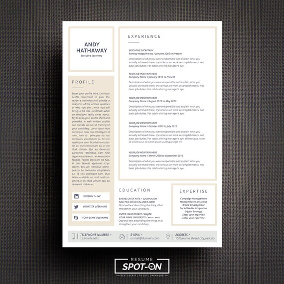 A Lasting impression Resume/CV design template Free Cover Etsy