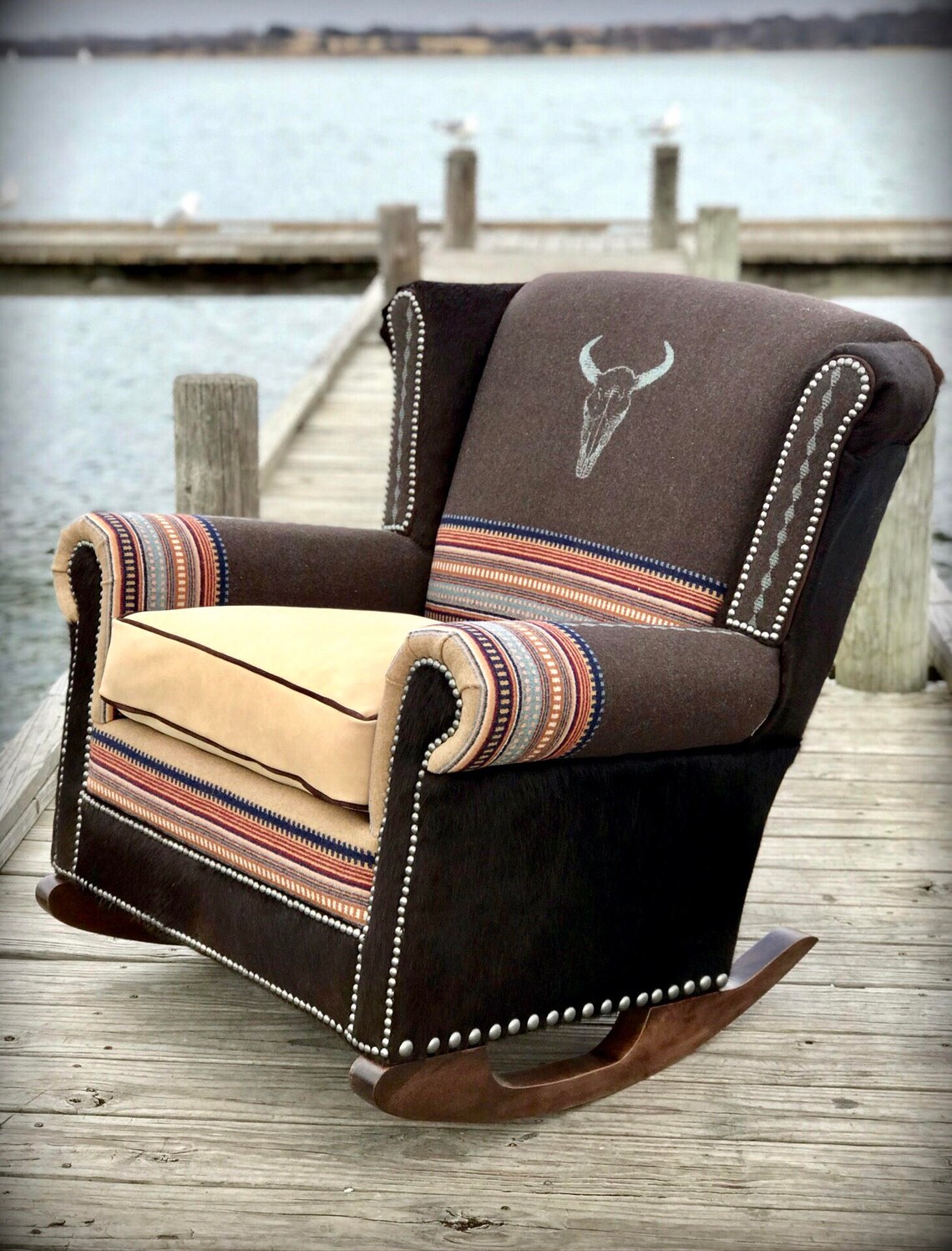 Western Cowhide Rocking Chair SOLD - Etsy