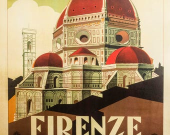 Firenze Cupola Poster Kunstdruck Retro 50x70 cm Florenz Italien Dom Plakat