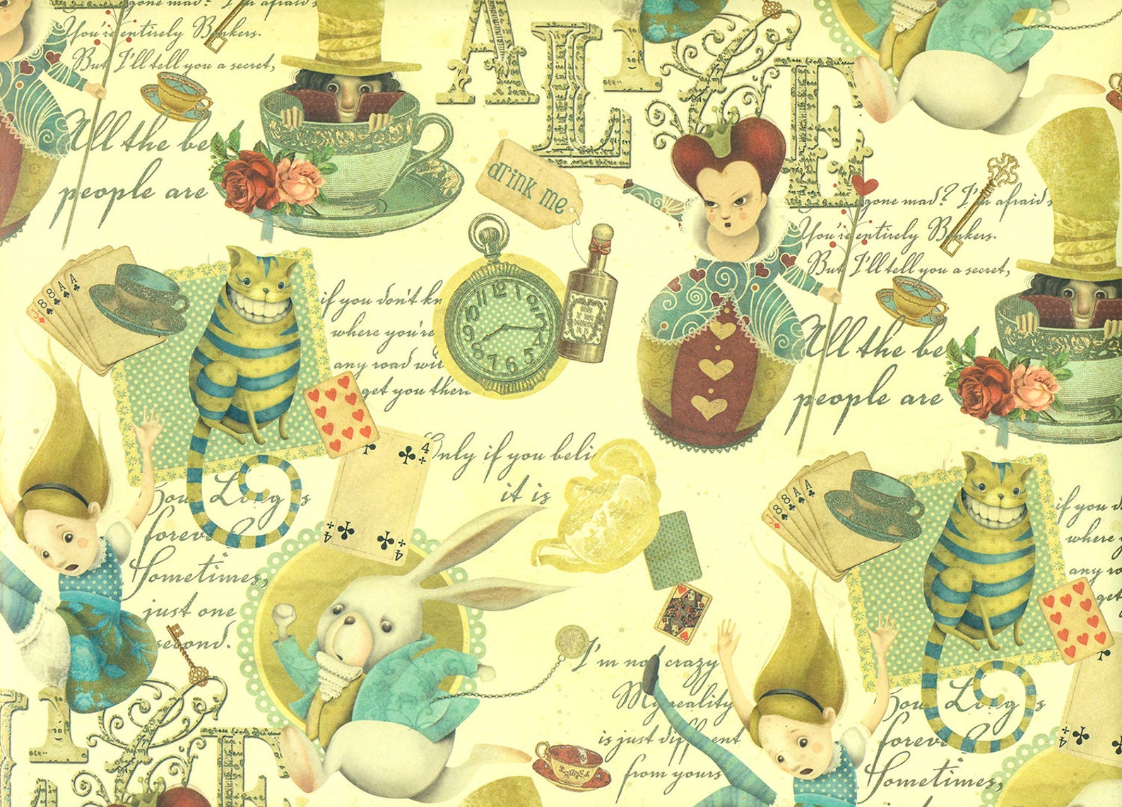 Alice au pays des merveilles Papier cadeau | Etsy