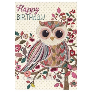 Happy Birthday - Eule - Klappkarte mit Kuvert